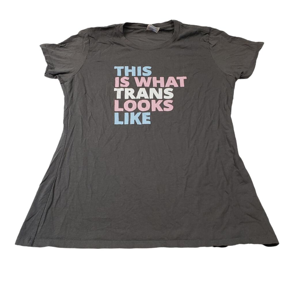 This is What Trans Looks Like T Shirt Small Gray Ladies Womens Crew Neck